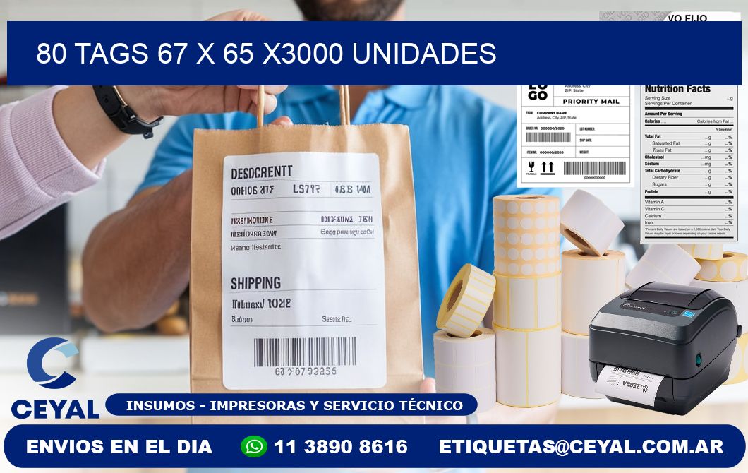 80 TAGS 67 x 65 X3000 UNIDADES