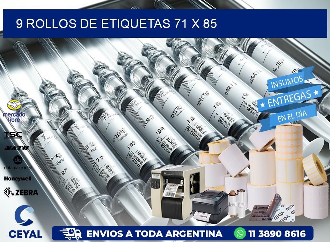 9 ROLLOS DE ETIQUETAS 71 x 85