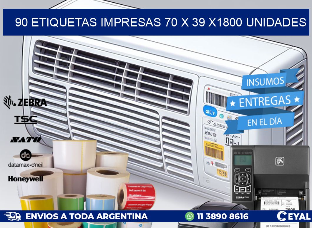 90 ETIQUETAS IMPRESAS 70 x 39 X1800 UNIDADES