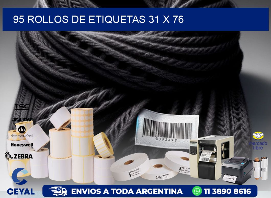 95 ROLLOS DE ETIQUETAS 31 x 76