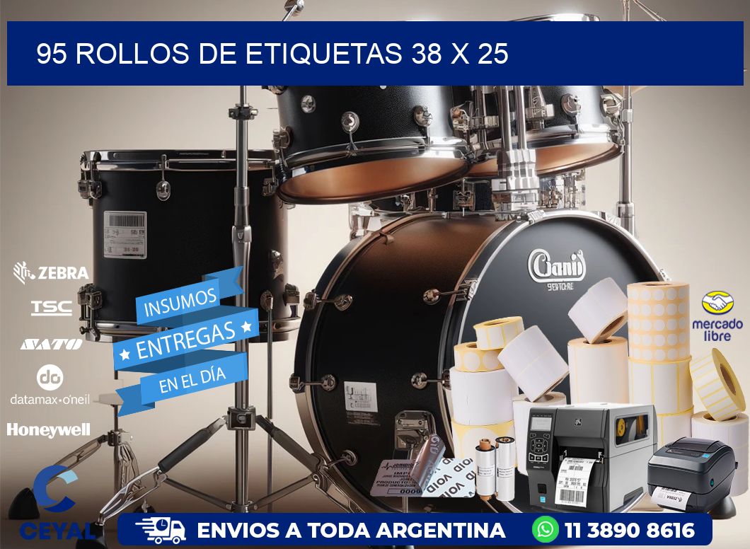95 ROLLOS DE ETIQUETAS 38 x 25
