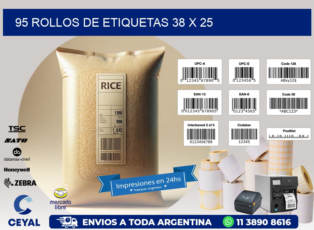 95 ROLLOS DE ETIQUETAS 38 x 25
