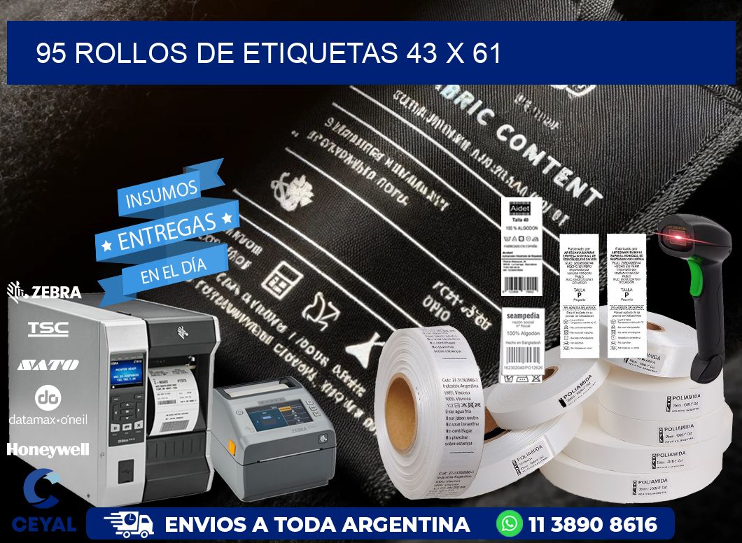 95 ROLLOS DE ETIQUETAS 43 x 61