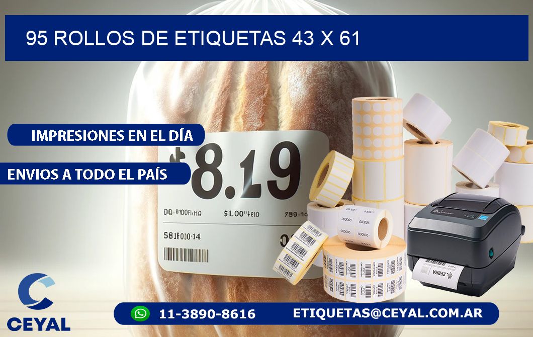 95 ROLLOS DE ETIQUETAS 43 x 61