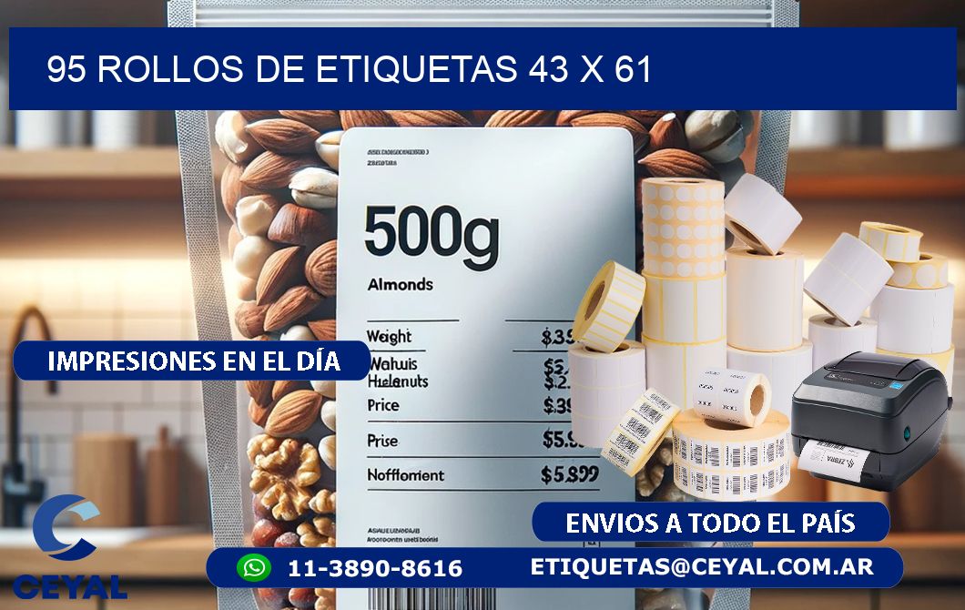 95 ROLLOS DE ETIQUETAS 43 x 61