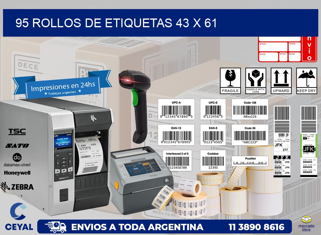 95 ROLLOS DE ETIQUETAS 43 x 61