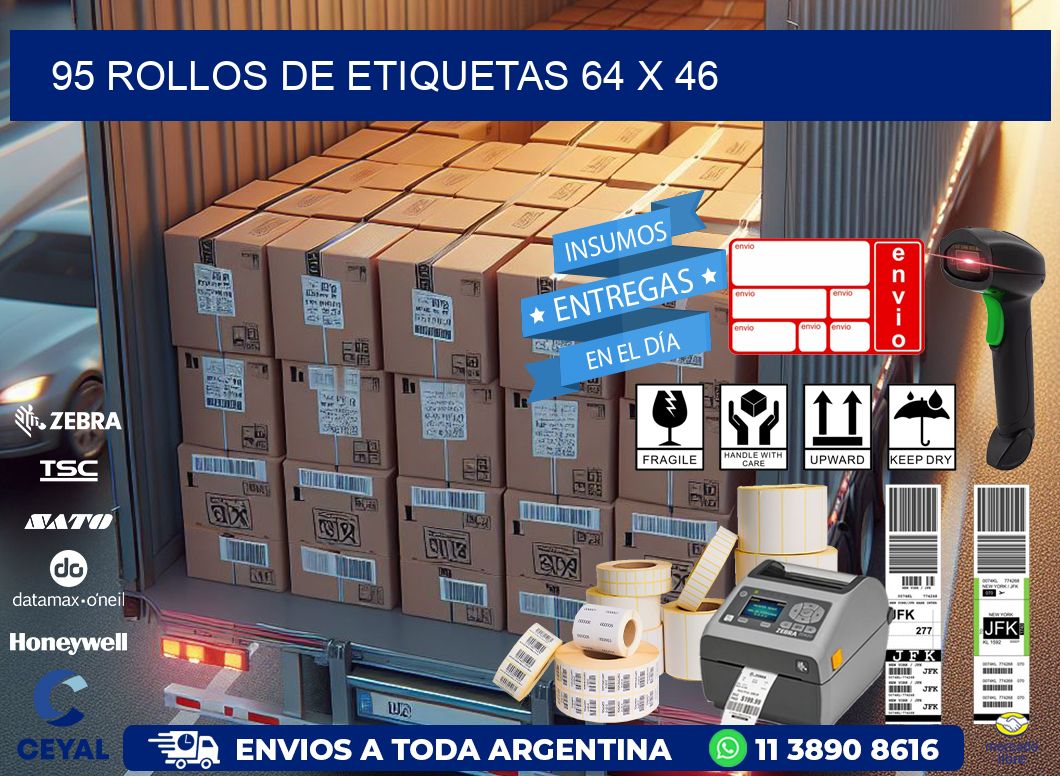 95 ROLLOS DE ETIQUETAS 64 x 46