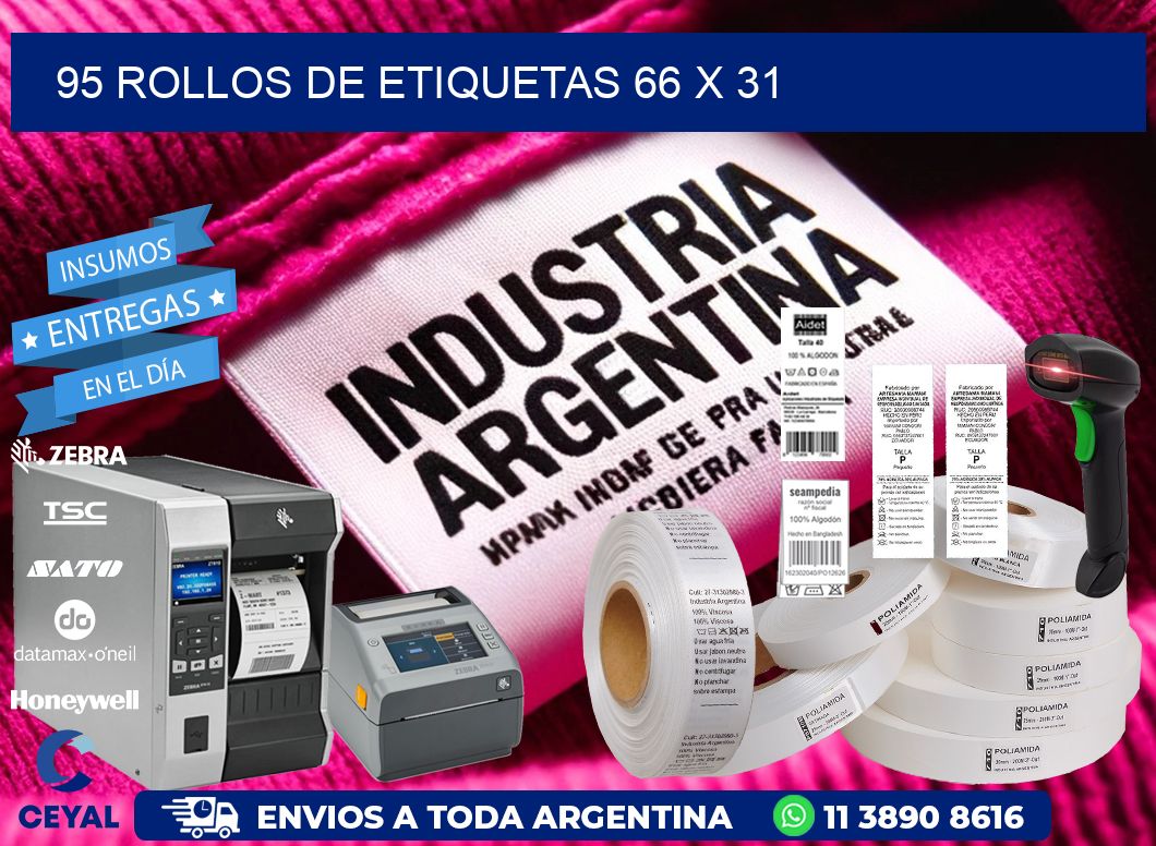 95 ROLLOS DE ETIQUETAS 66 x 31