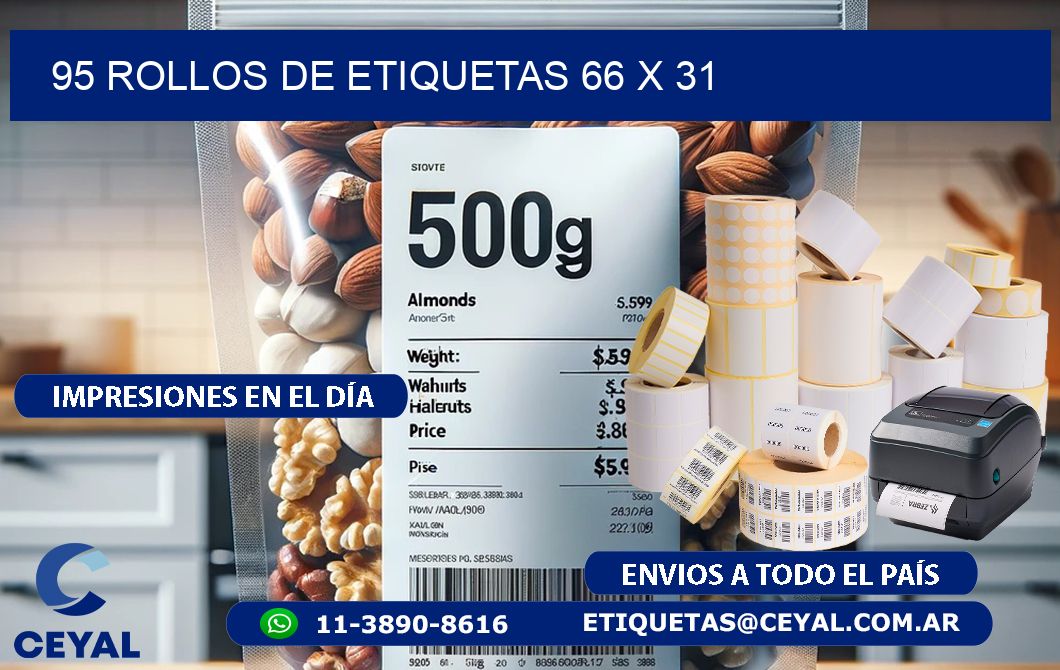95 ROLLOS DE ETIQUETAS 66 x 31