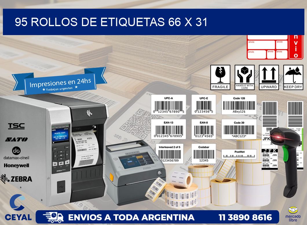 95 ROLLOS DE ETIQUETAS 66 x 31