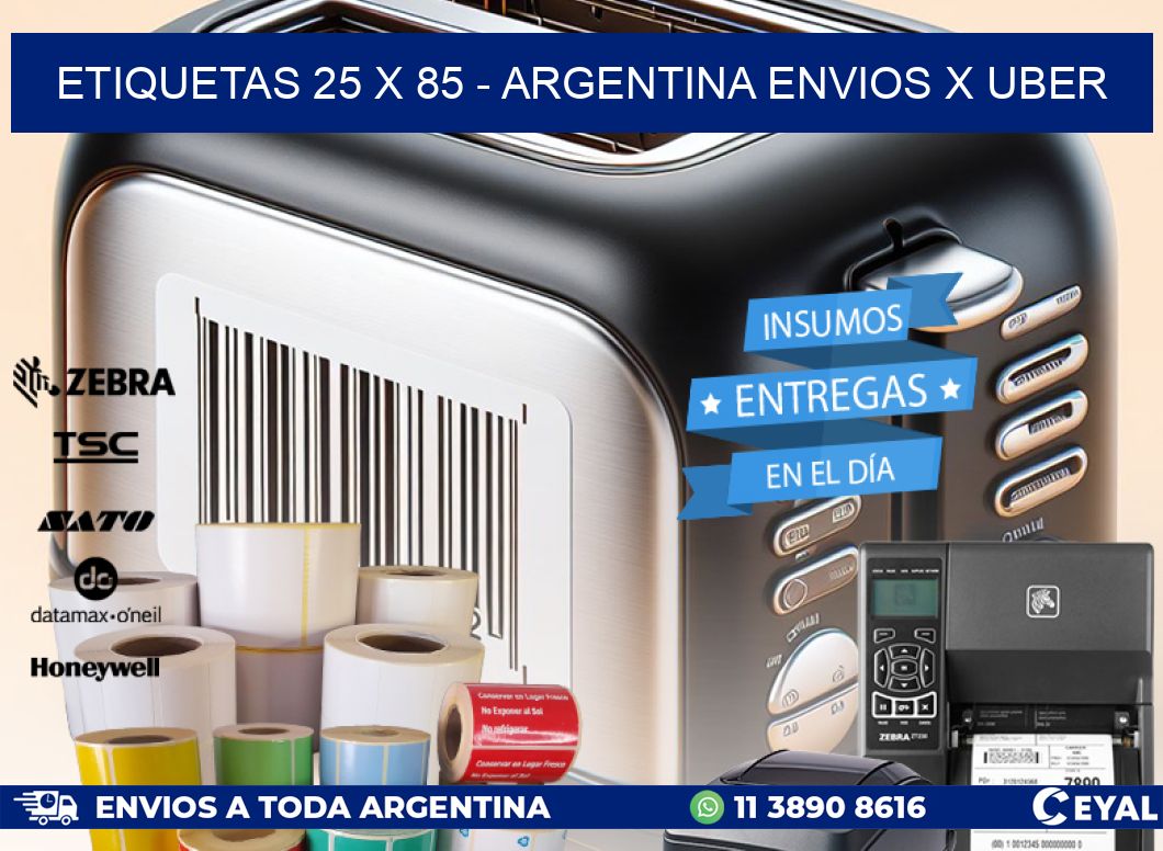 ETIQUETAS 25 x 85 - ARGENTINA ENVIOS X UBER