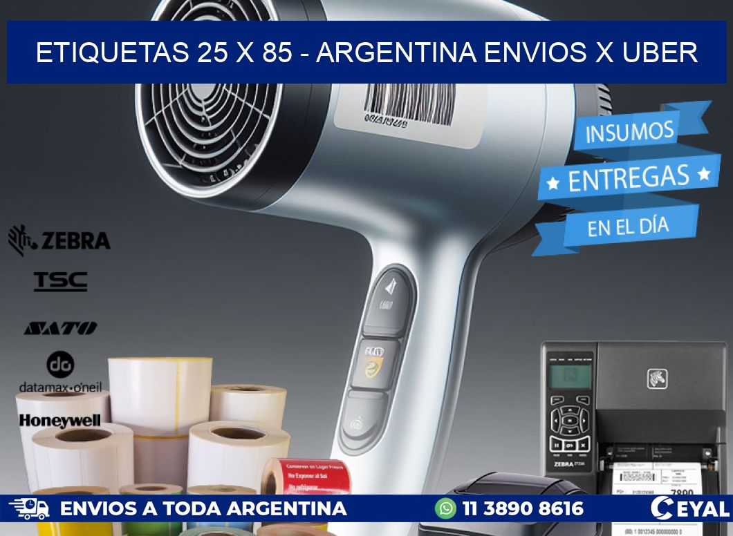 ETIQUETAS 25 x 85 - ARGENTINA ENVIOS X UBER