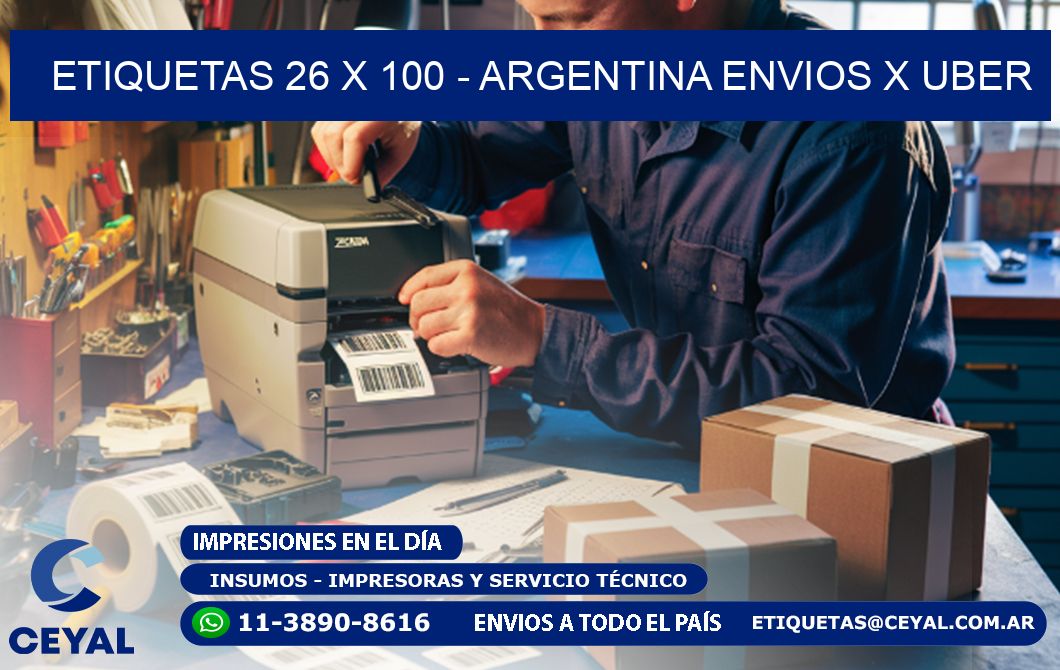 ETIQUETAS 26 x 100 - ARGENTINA ENVIOS X UBER