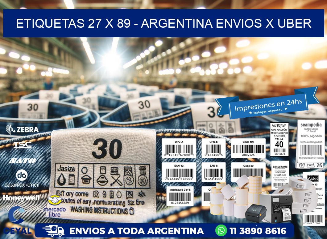 ETIQUETAS 27 x 89 - ARGENTINA ENVIOS X UBER