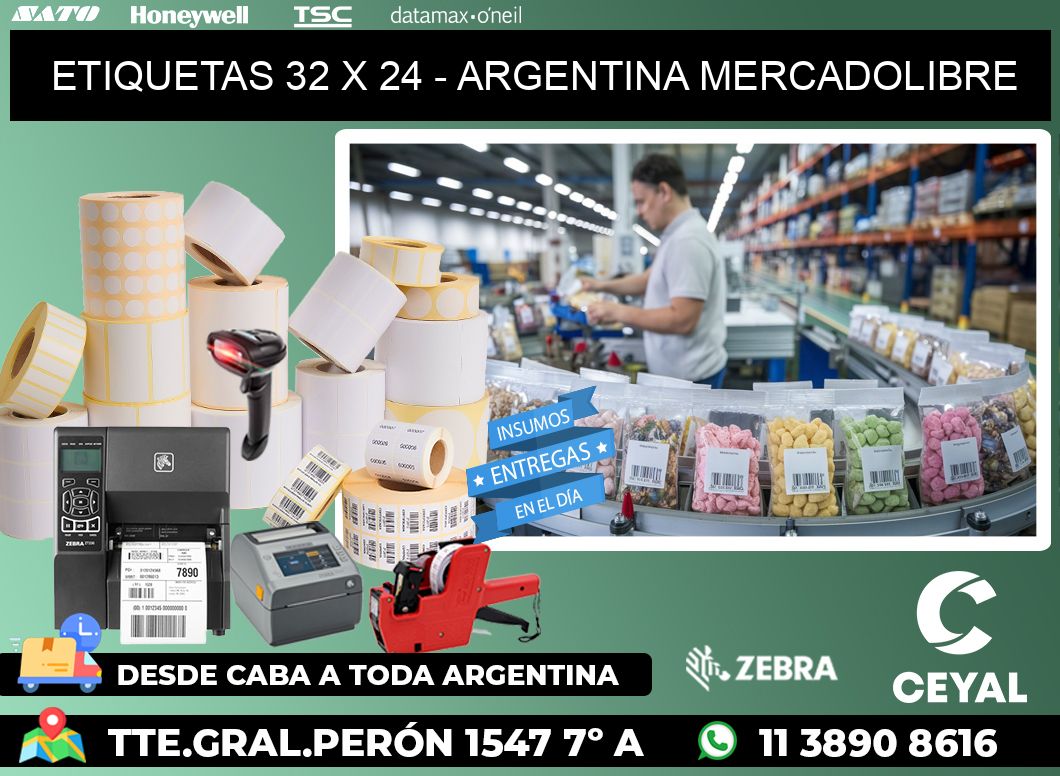 ETIQUETAS 32 x 24 - ARGENTINA MERCADOLIBRE