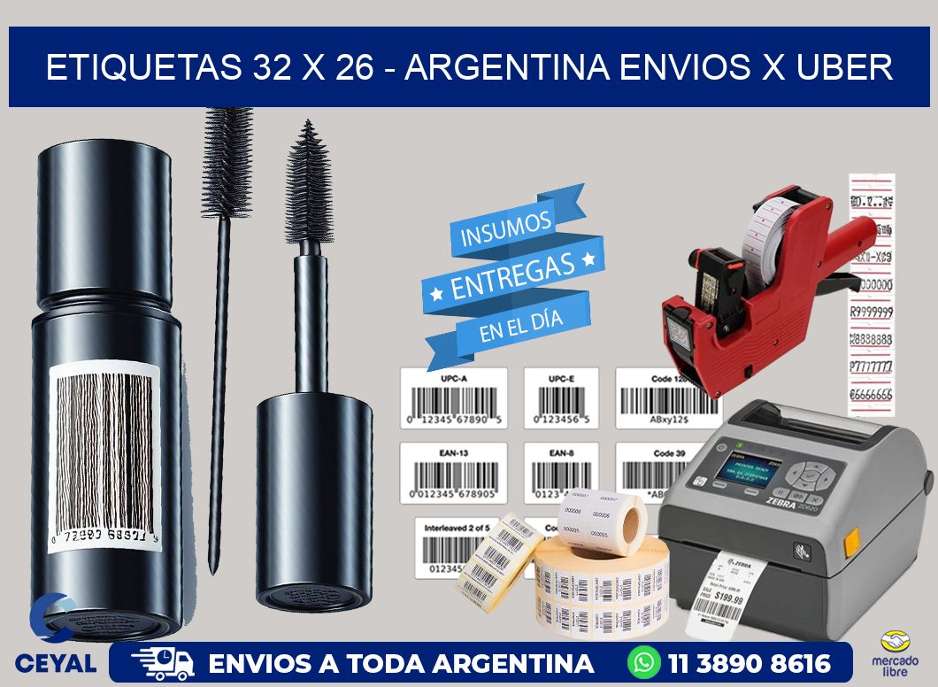 ETIQUETAS 32 x 26 - ARGENTINA ENVIOS X UBER