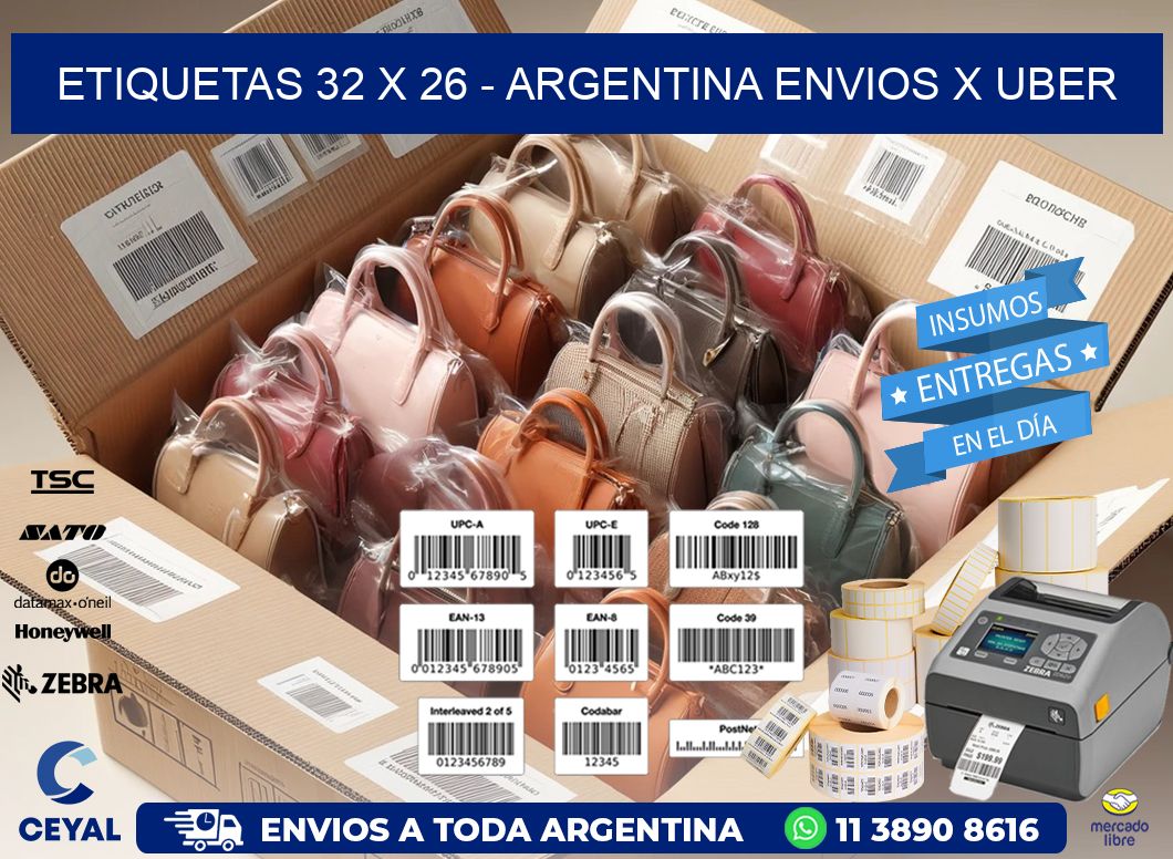 ETIQUETAS 32 x 26 - ARGENTINA ENVIOS X UBER