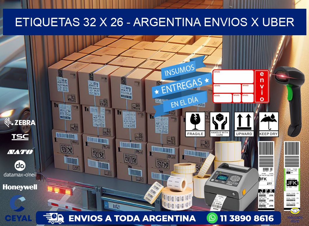 ETIQUETAS 32 x 26 - ARGENTINA ENVIOS X UBER