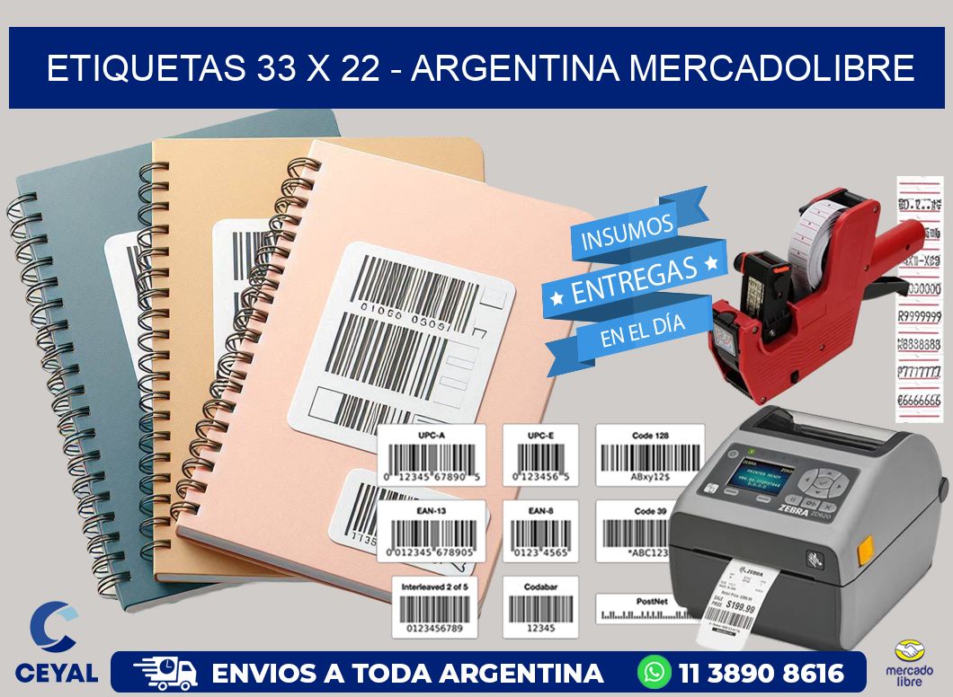 ETIQUETAS 33 x 22 - ARGENTINA MERCADOLIBRE