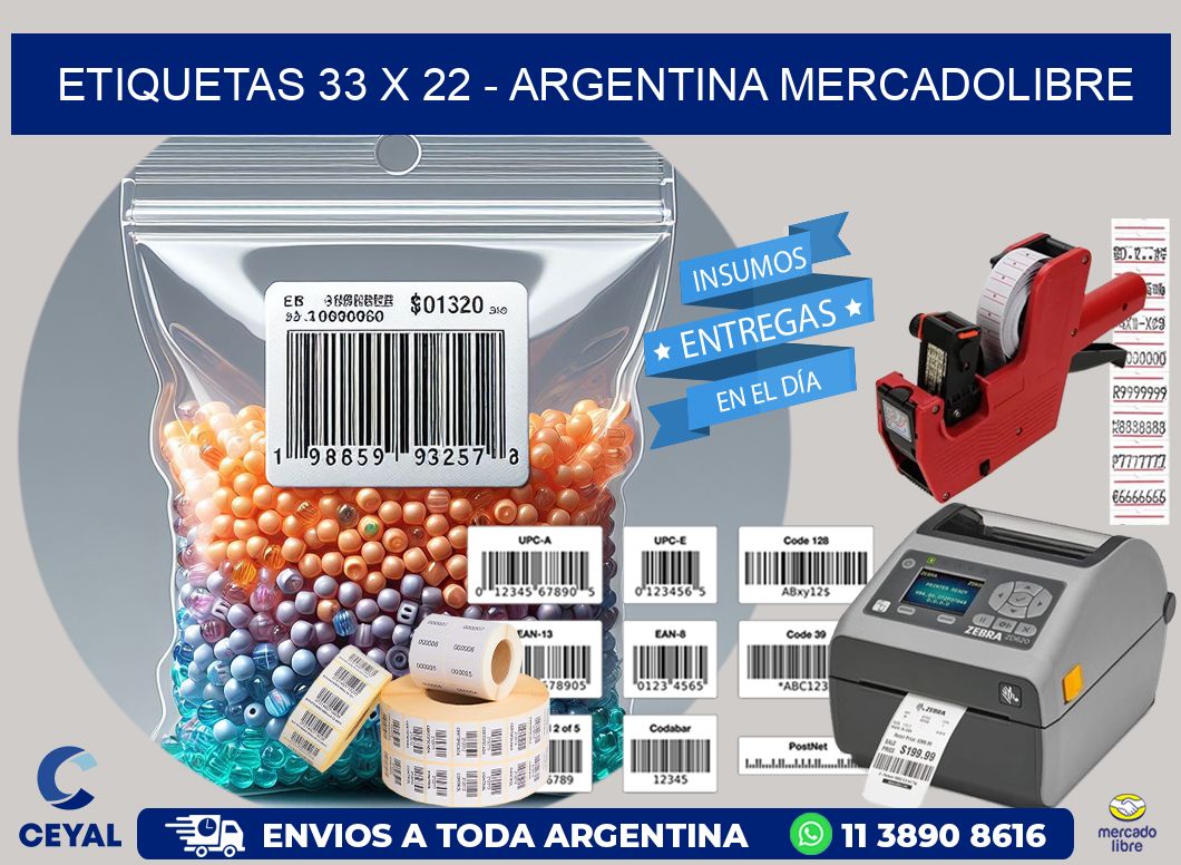 ETIQUETAS 33 x 22 - ARGENTINA MERCADOLIBRE