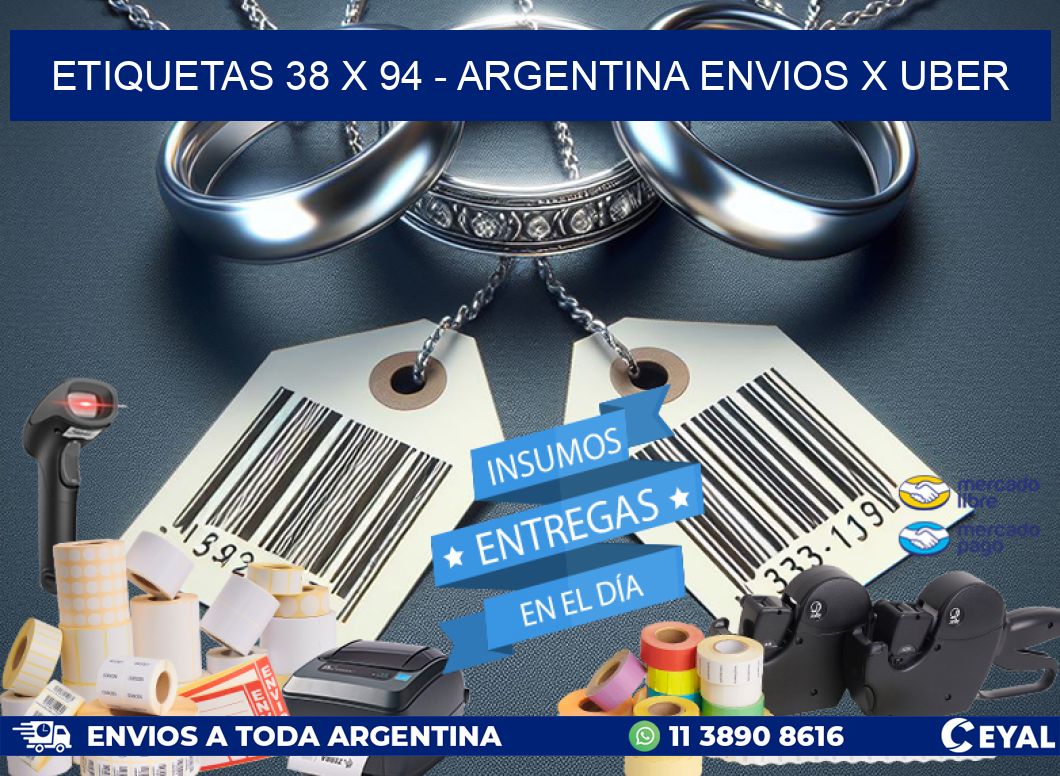 ETIQUETAS 38 x 94 - ARGENTINA ENVIOS X UBER