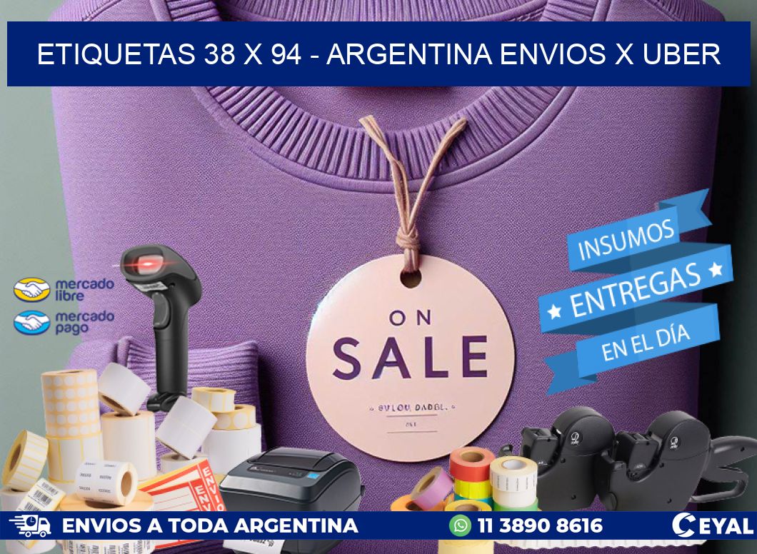 ETIQUETAS 38 x 94 - ARGENTINA ENVIOS X UBER