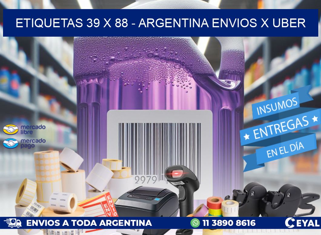 ETIQUETAS 39 x 88 - ARGENTINA ENVIOS X UBER