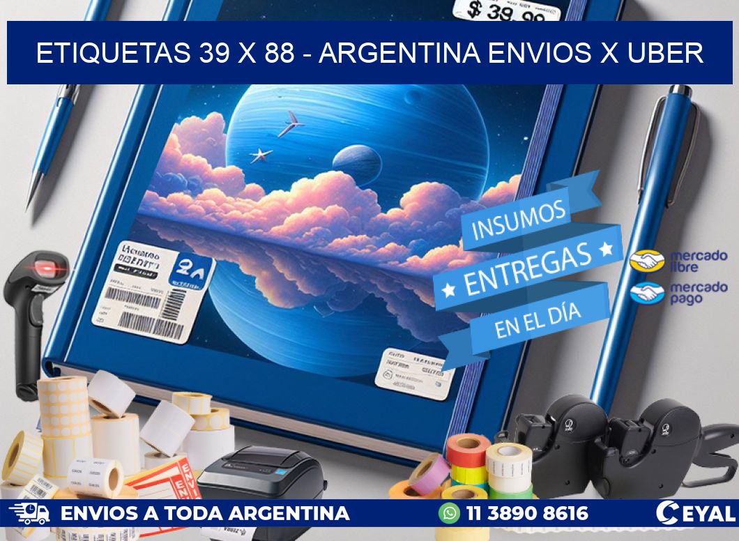 ETIQUETAS 39 x 88 - ARGENTINA ENVIOS X UBER