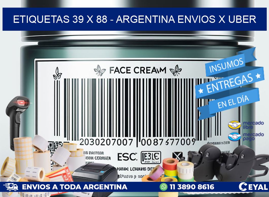 ETIQUETAS 39 x 88 - ARGENTINA ENVIOS X UBER