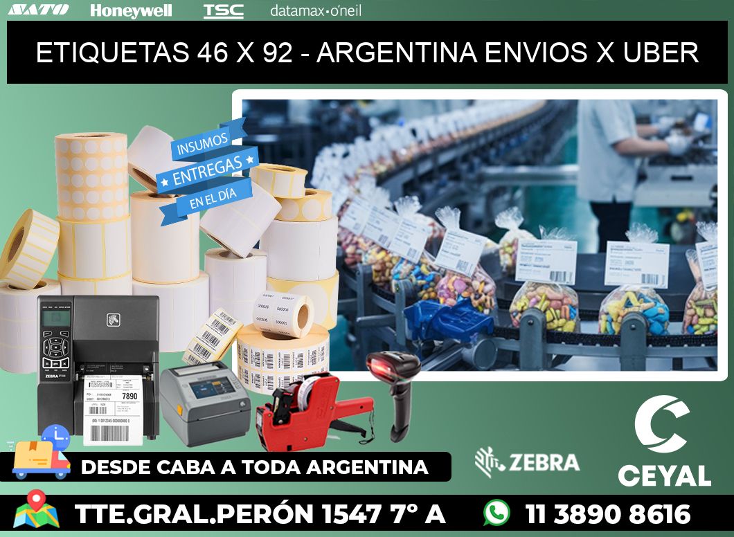 ETIQUETAS 46 x 92 - ARGENTINA ENVIOS X UBER