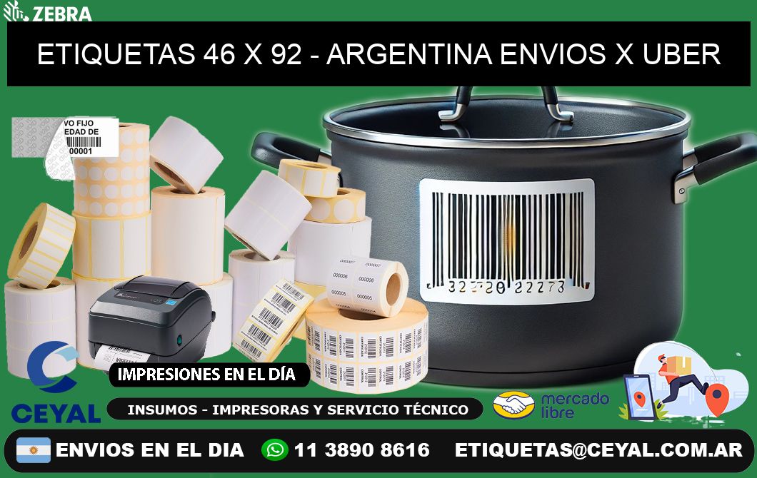 ETIQUETAS 46 x 92 - ARGENTINA ENVIOS X UBER