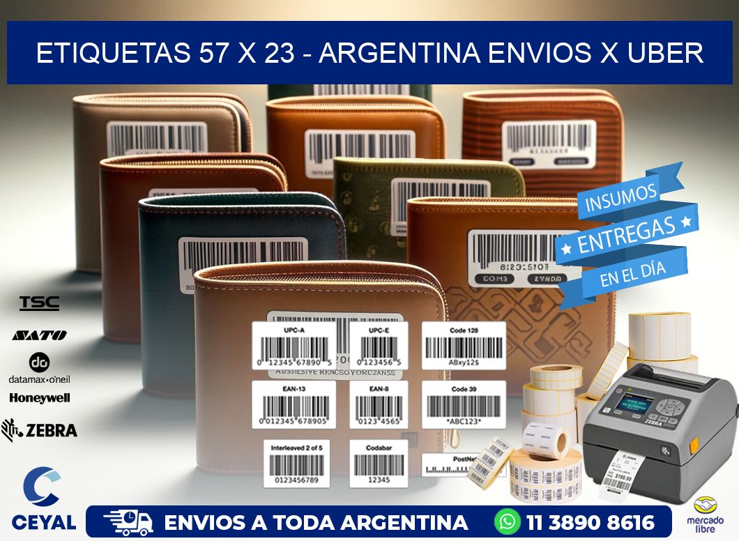 ETIQUETAS 57 x 23 - ARGENTINA ENVIOS X UBER