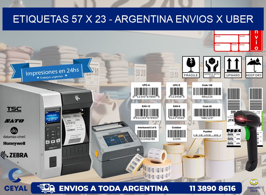 ETIQUETAS 57 x 23 - ARGENTINA ENVIOS X UBER