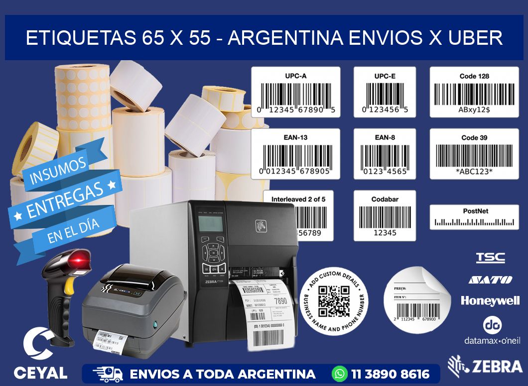 ETIQUETAS 65 x 55 - ARGENTINA ENVIOS X UBER