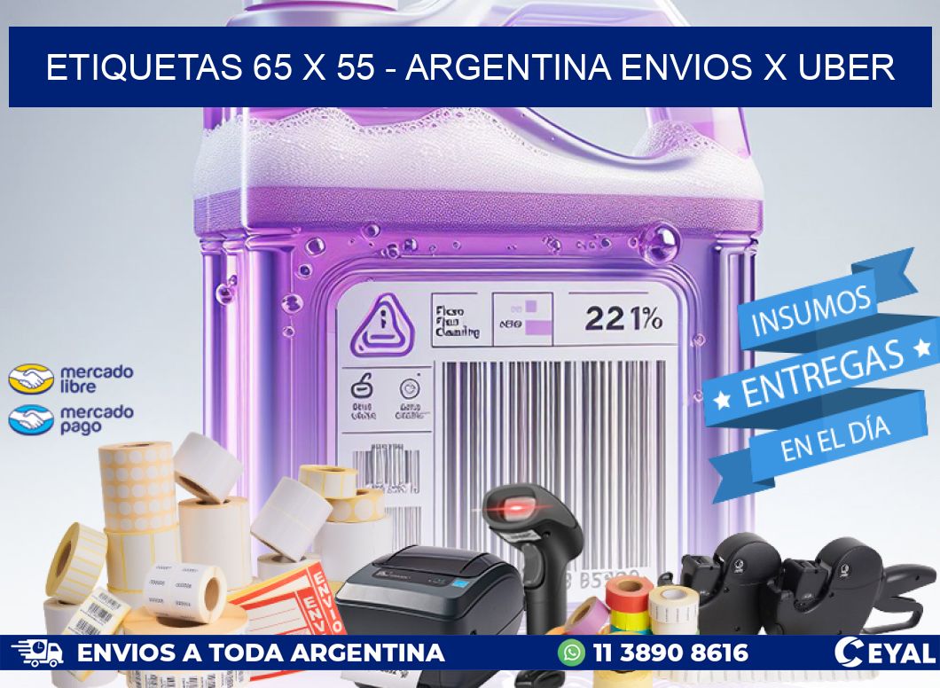 ETIQUETAS 65 x 55 - ARGENTINA ENVIOS X UBER