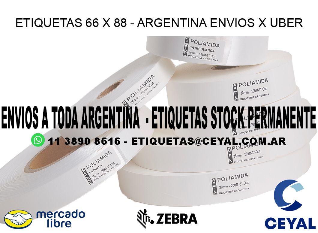 ETIQUETAS 66 x 88 - ARGENTINA ENVIOS X UBER