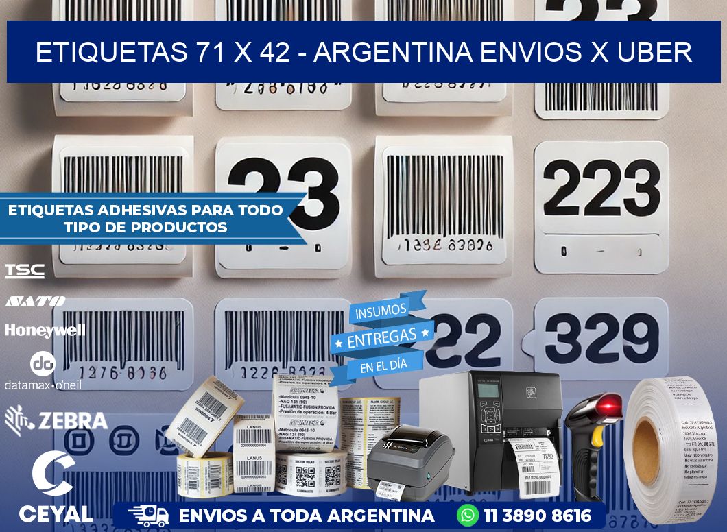 ETIQUETAS 71 x 42 - ARGENTINA ENVIOS X UBER