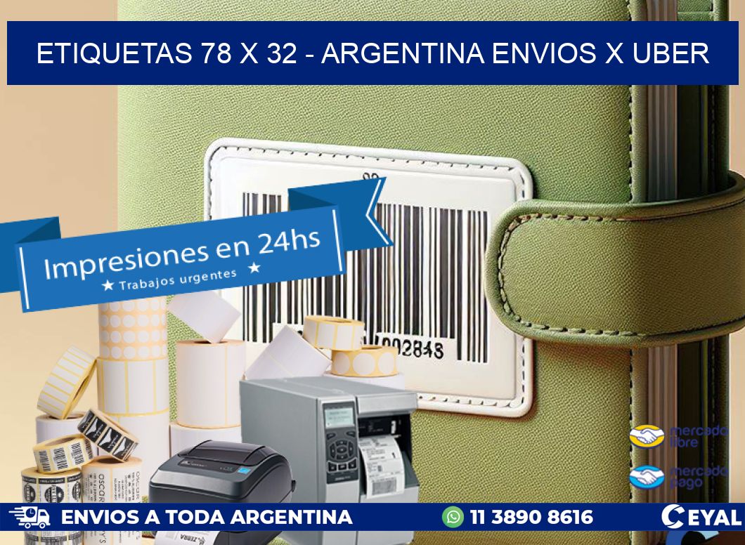 ETIQUETAS 78 x 32 - ARGENTINA ENVIOS X UBER