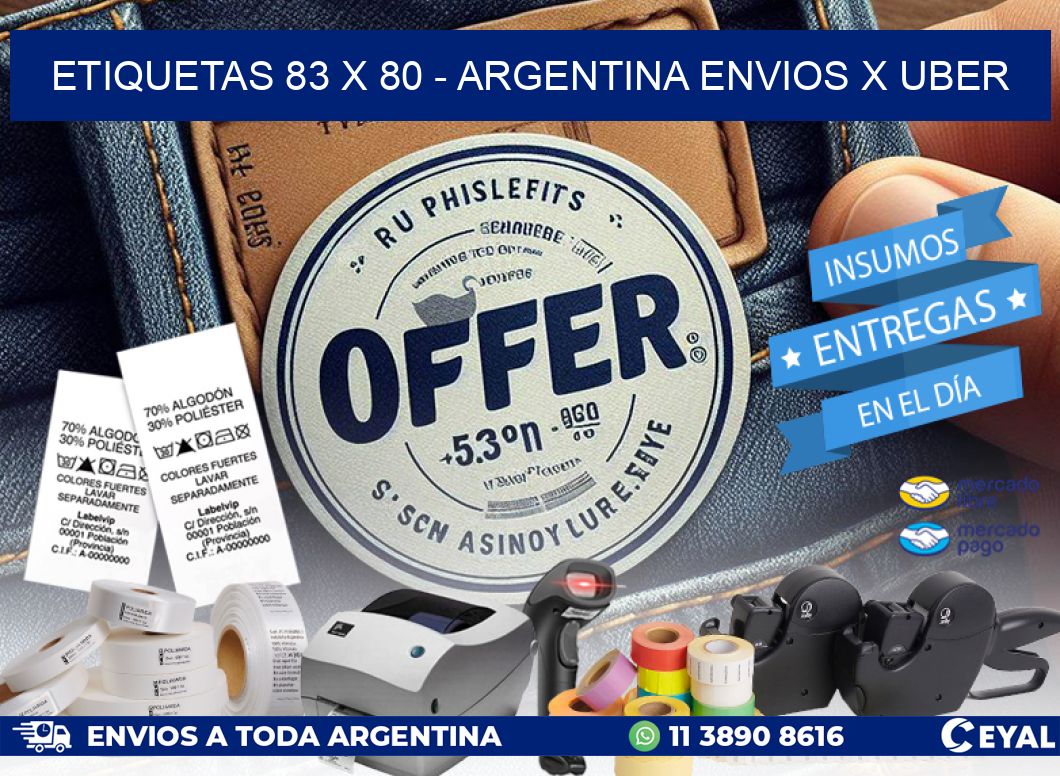 ETIQUETAS 83 x 80 - ARGENTINA ENVIOS X UBER