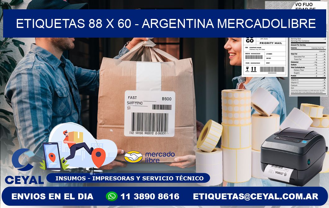 ETIQUETAS 88 x 60 - ARGENTINA MERCADOLIBRE