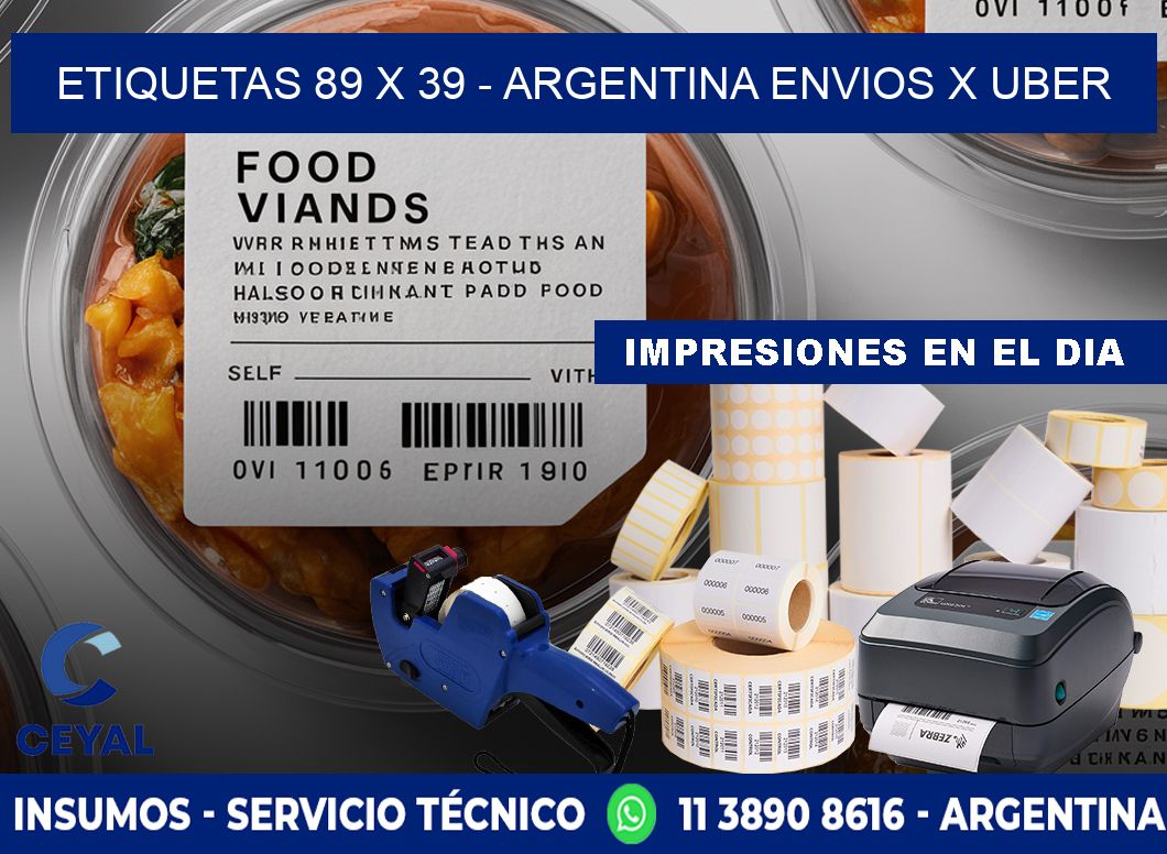 ETIQUETAS 89 x 39 - ARGENTINA ENVIOS X UBER