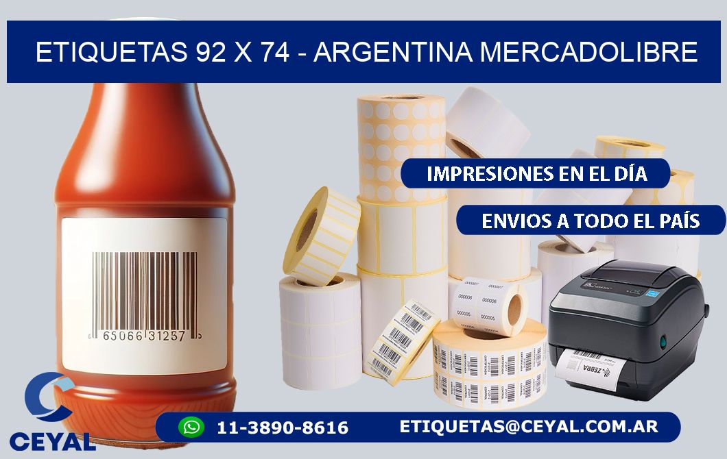 ETIQUETAS 92 x 74 - ARGENTINA MERCADOLIBRE