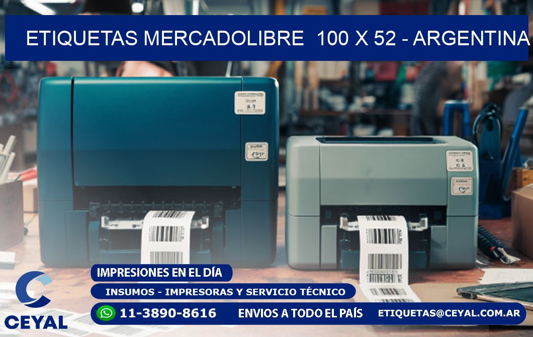 ETIQUETAS MERCADOLIBRE  100 x 52 - ARGENTINA