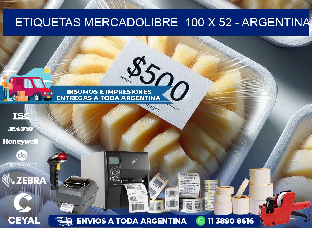 ETIQUETAS MERCADOLIBRE  100 x 52 - ARGENTINA