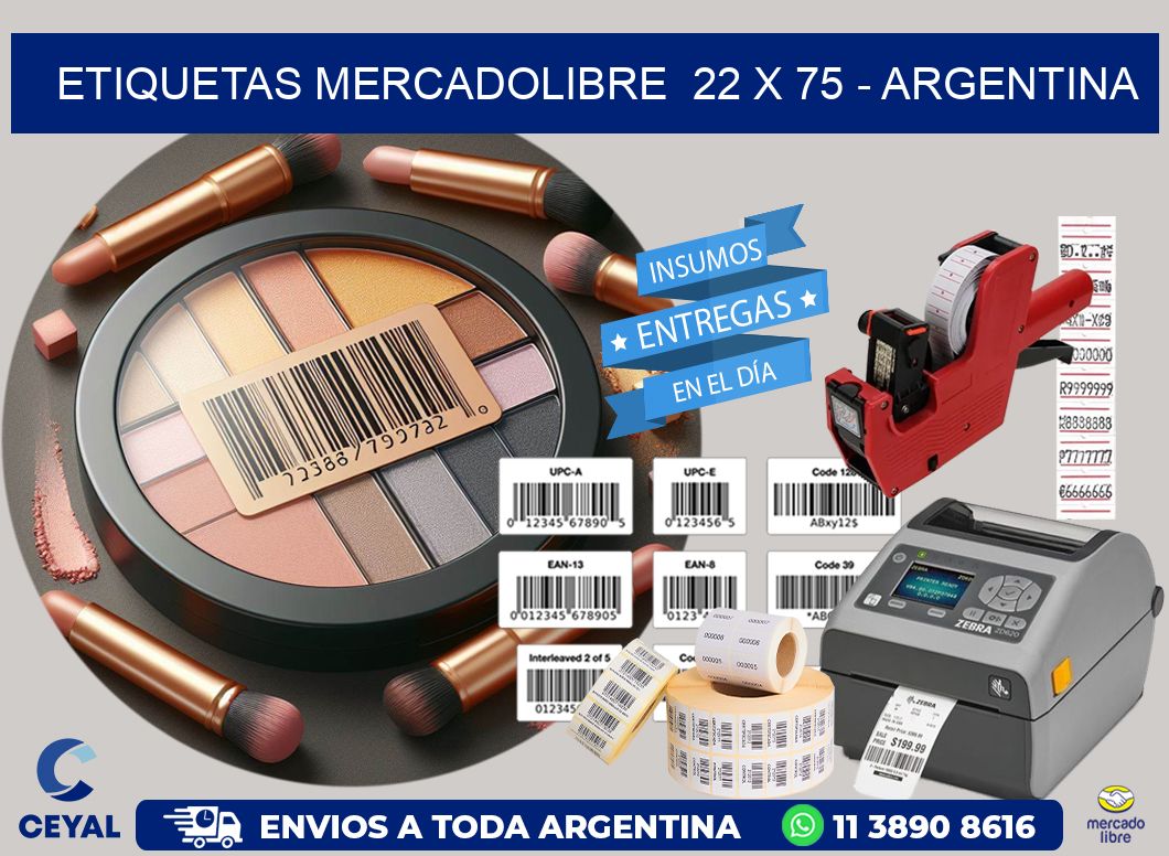 ETIQUETAS MERCADOLIBRE  22 x 75 - ARGENTINA