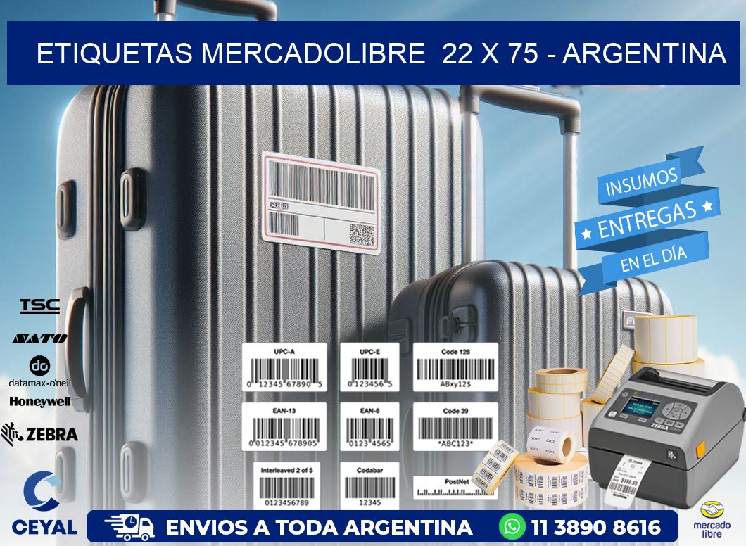 ETIQUETAS MERCADOLIBRE  22 x 75 - ARGENTINA