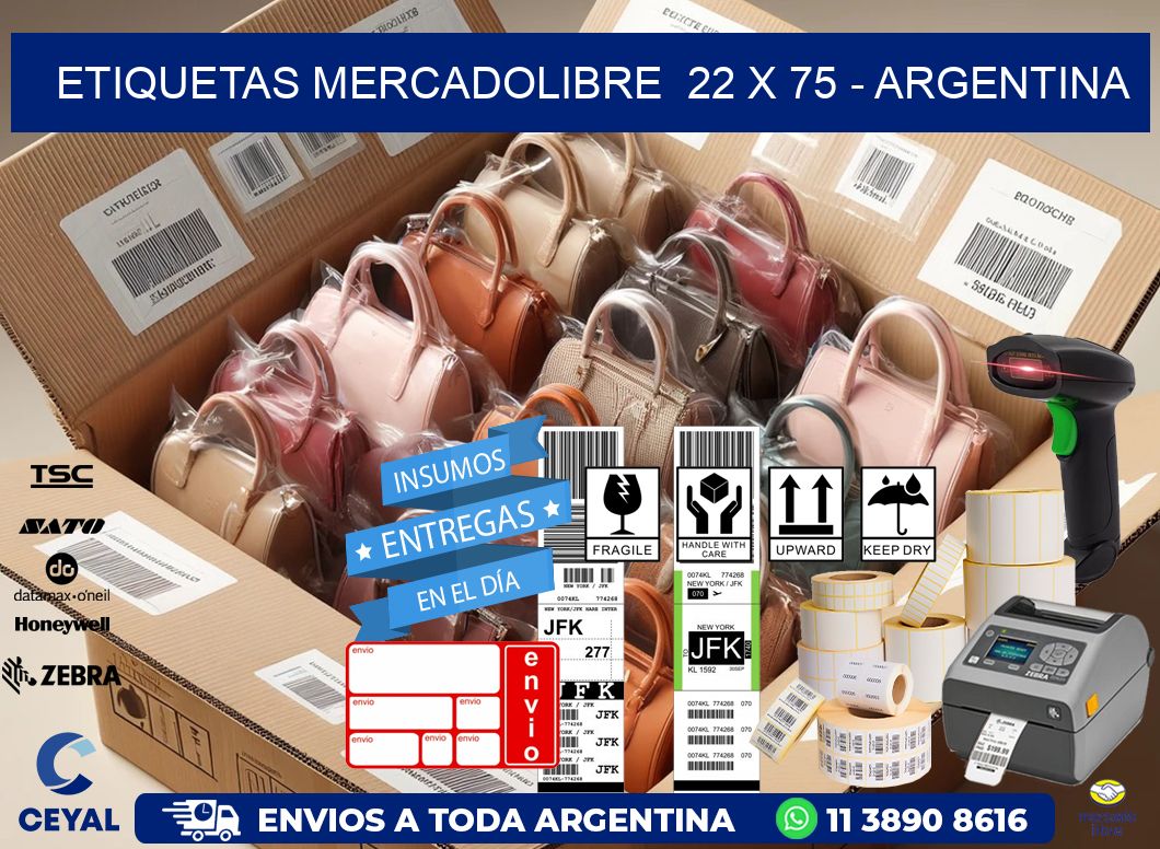 ETIQUETAS MERCADOLIBRE  22 x 75 - ARGENTINA