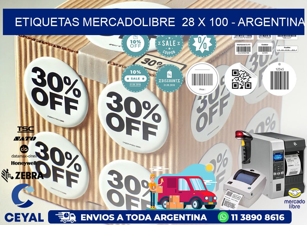 ETIQUETAS MERCADOLIBRE  28 x 100 - ARGENTINA