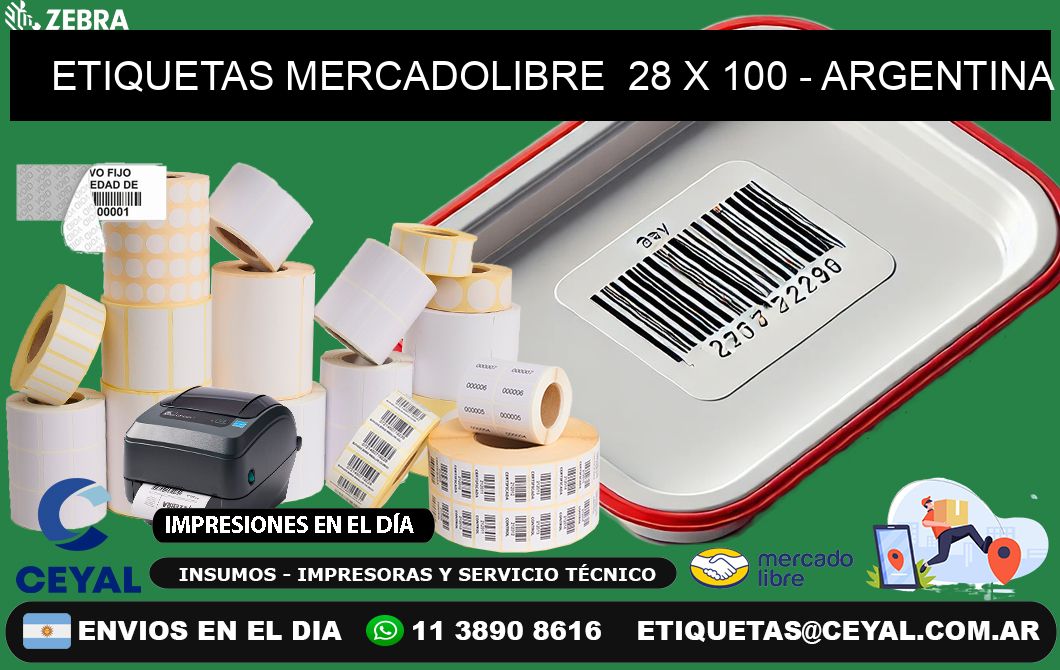 ETIQUETAS MERCADOLIBRE  28 x 100 - ARGENTINA