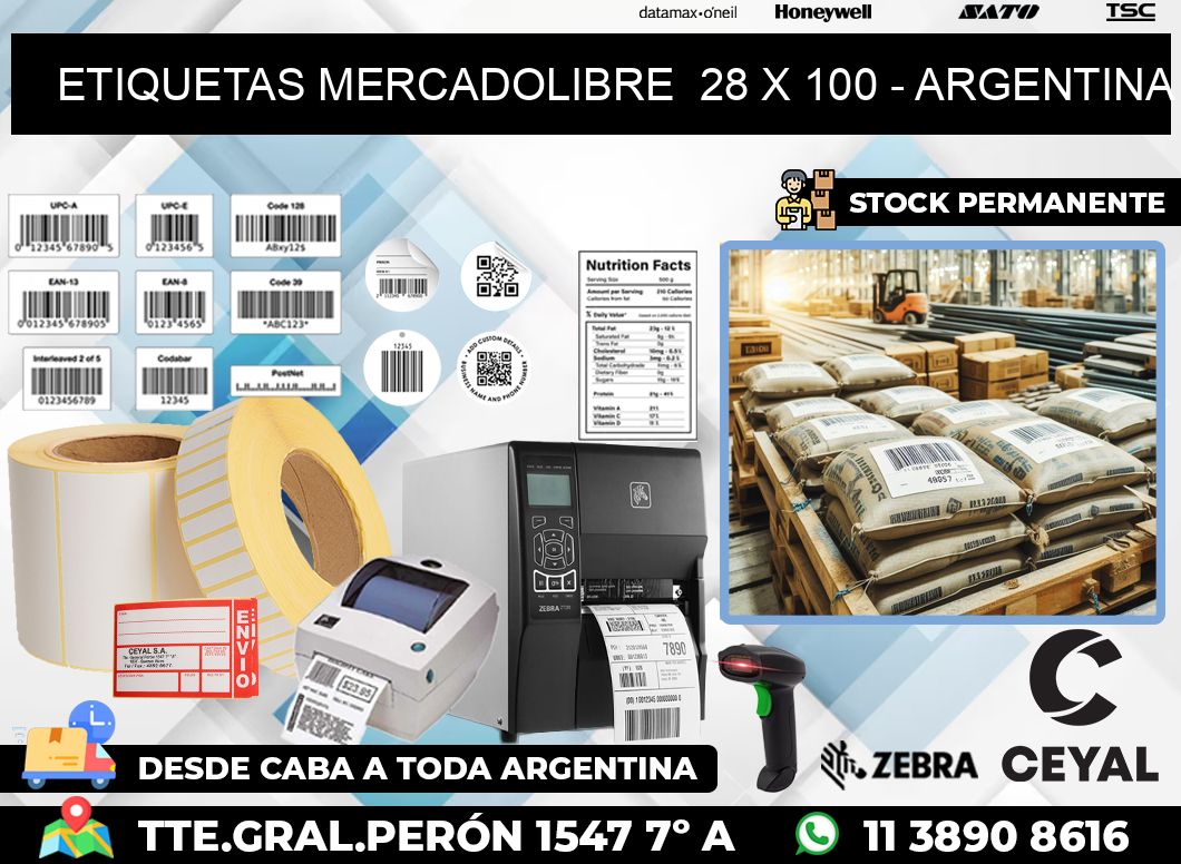 ETIQUETAS MERCADOLIBRE  28 x 100 – ARGENTINA